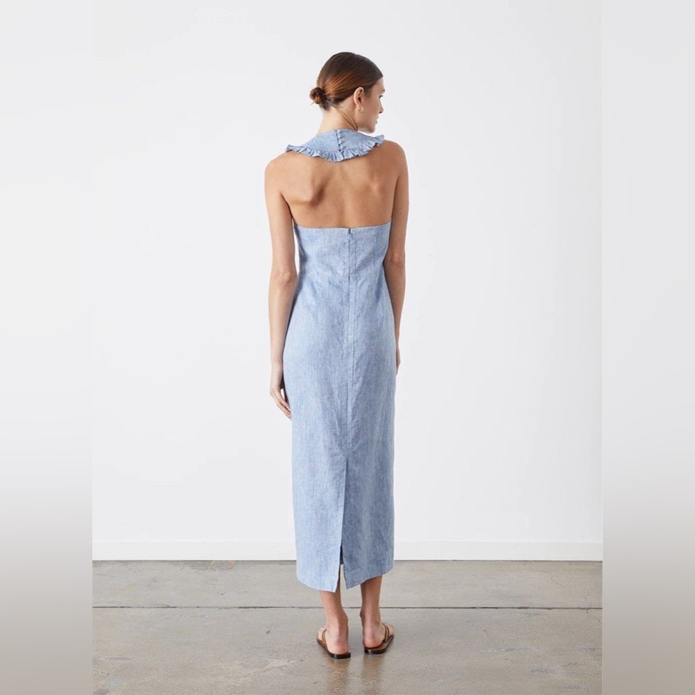 JOSLIN STUDIO Ava Halter Linen Midi Dress US6/UK10 $675 NEW! - Picture 3 of 10
